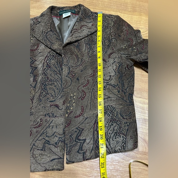 Harve Bernard Open Tapestry Brown Textured Jacket Blazer Size 14 - Picture 7 of 9